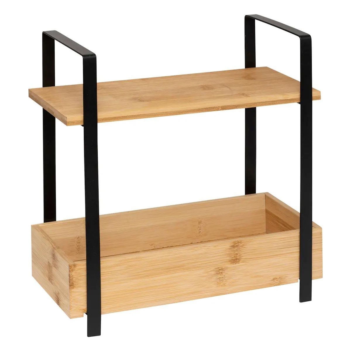 FIVE Étagère 2 Niveaux en Bambou  Ordera  30cm Naturel & Noir