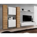 Paris Prix Meuble TV Mural Design  Switch VI  330cm Naturel & Blanc