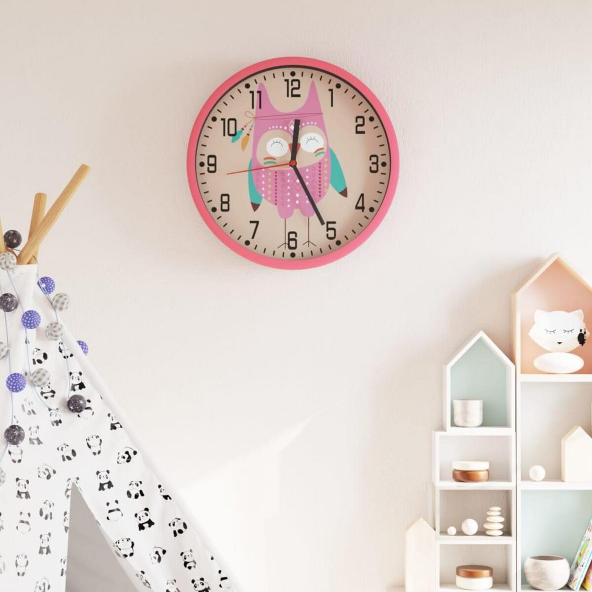 VIDAXL Horloge murale rose Ø25,5 cm polystyrene et verre