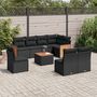 Voir la diapositive 1 : VIDAXL Salon de jardin 9 pcs avec coussins noir resine tressee