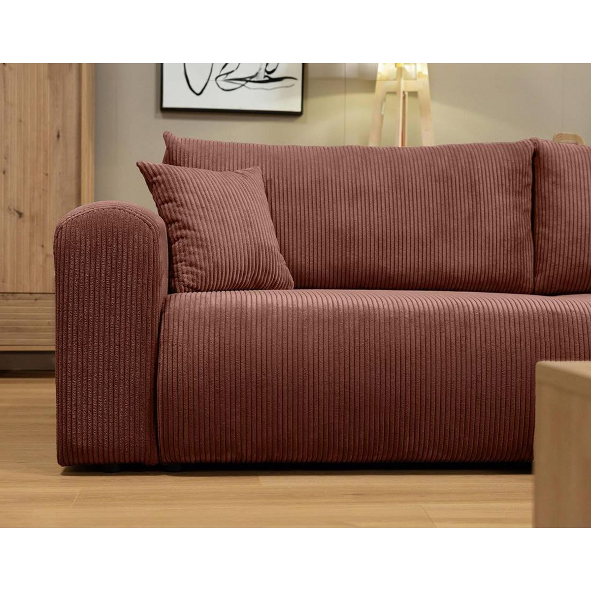 BEST MOBILIER Naomi - canapé d'angle réversible 4 places convertible avec coffre en velours côtelé