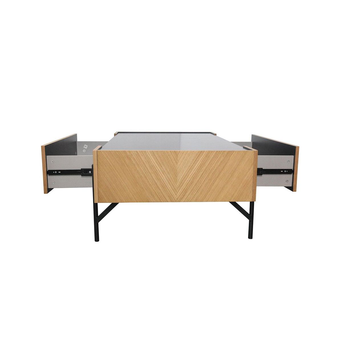 CONCEPT USINE Table basse en bois clair avec 2 grands tiroirs SEQUOIA