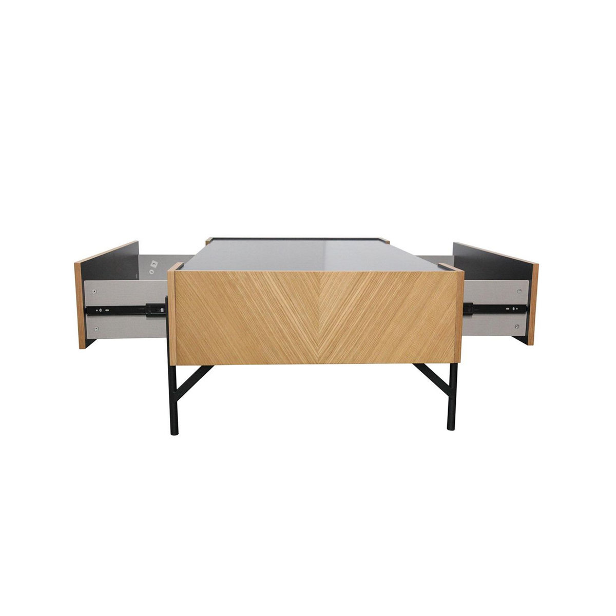 CONCEPT USINE Table basse en bois clair avec 2 grands tiroirs SEQUOIA