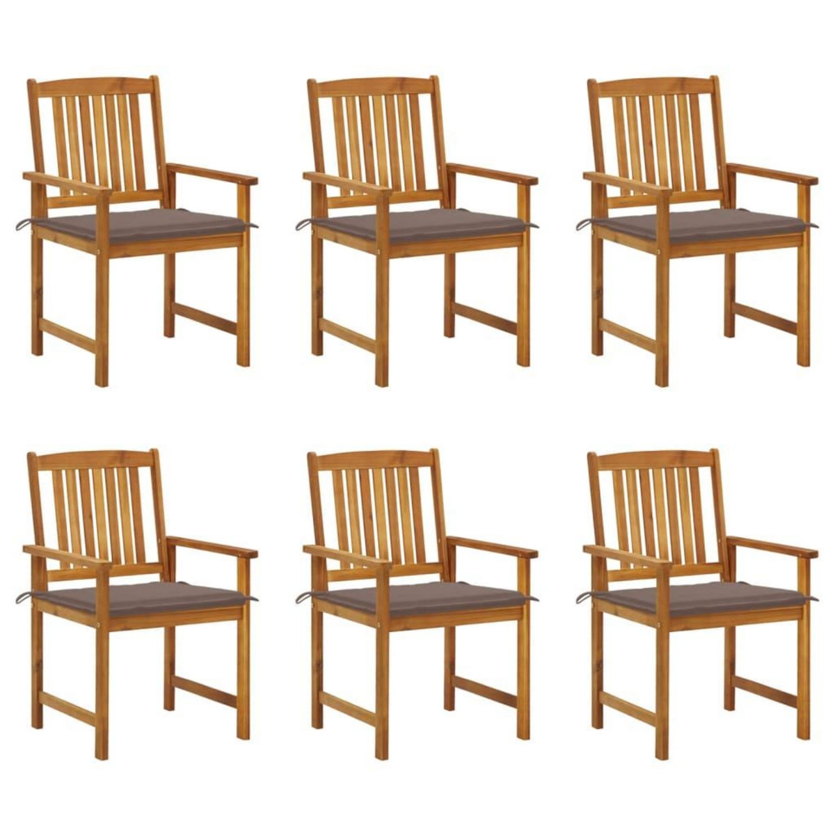 VIDAXL Chaises de jardin avec coussins lot de 6 Bois d'acacia massif