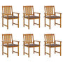 Voir la diapositive 1 : VIDAXL Chaises de jardin avec coussins lot de 6 Bois d'acacia massif