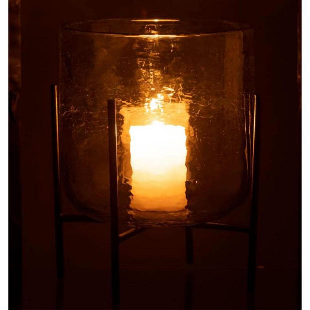 Paris Prix Photophore sur Pied  Debout  20cm Transparent & Noir