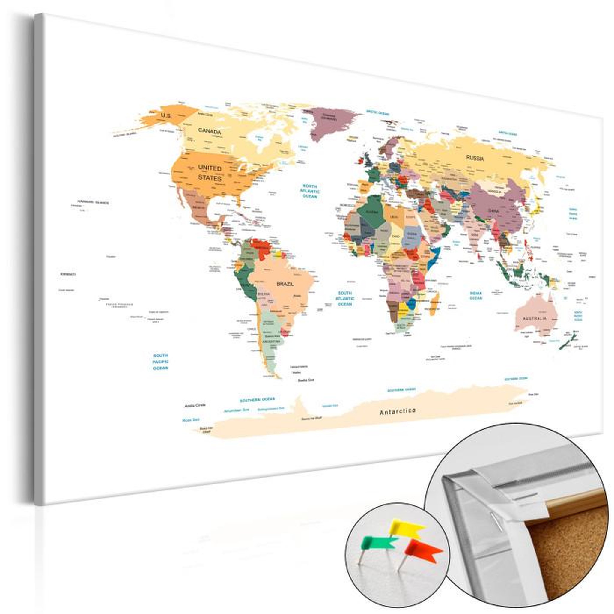 Paris Prix Tableau en Liège  Carte du Monde - World Map. Coloris disponibles : Multicolore