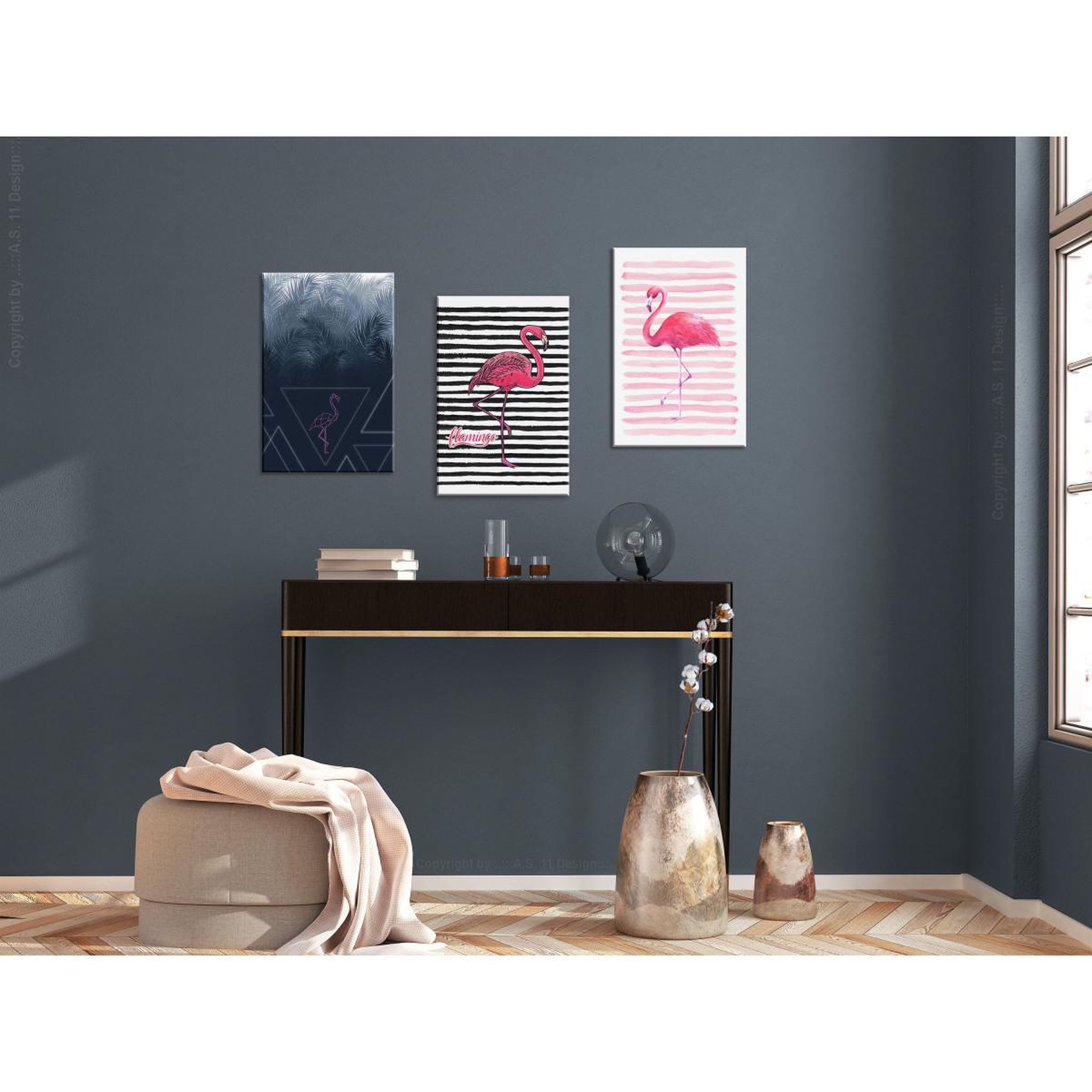 Voir la diapositive 2 : Paris Prix Tableau imprimé  flamingos collection