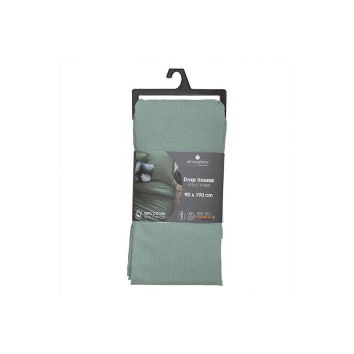 ATMOSPHERA Drap Housse  Intérieur  90x190cm Céladon