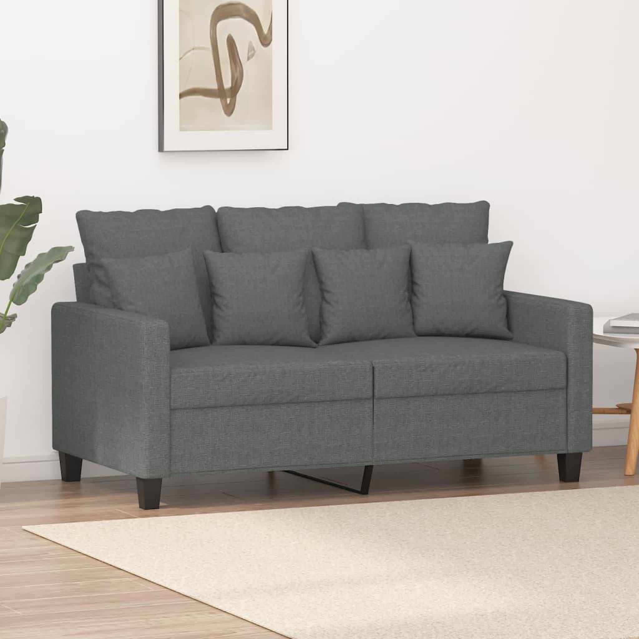 VIDAXL Canape a 2 places Gris fonce 120 cm Tissu