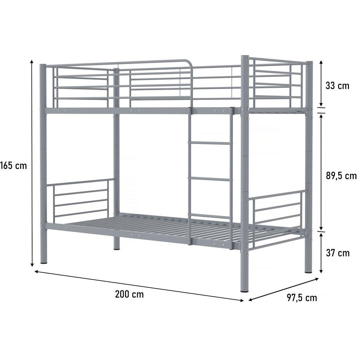 Habitat et Jardin Lit superposé  ADAM  -  90 x 190 cm - Métal - Gris