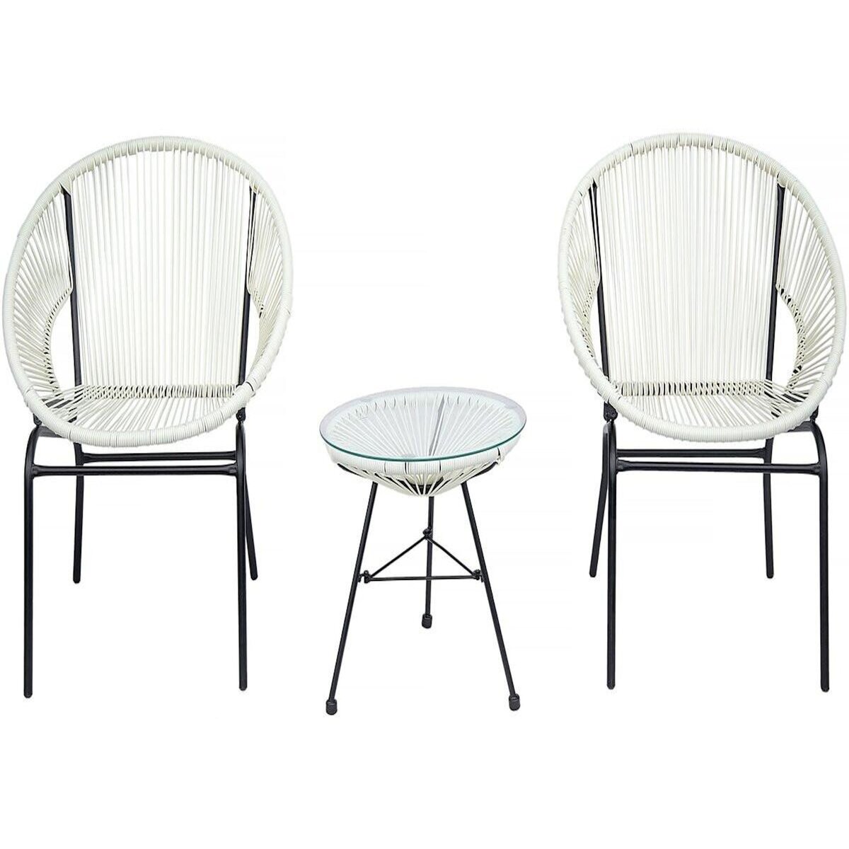 Habitat et Jardin Salon de jardin acapulco  Poli - 2 places - Blanc