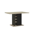 GAMI Table a manger rectangulaire avec rangement 1 porte - Decor chene et noir - L 120 x P 80 x H 75 cm - OXFORD