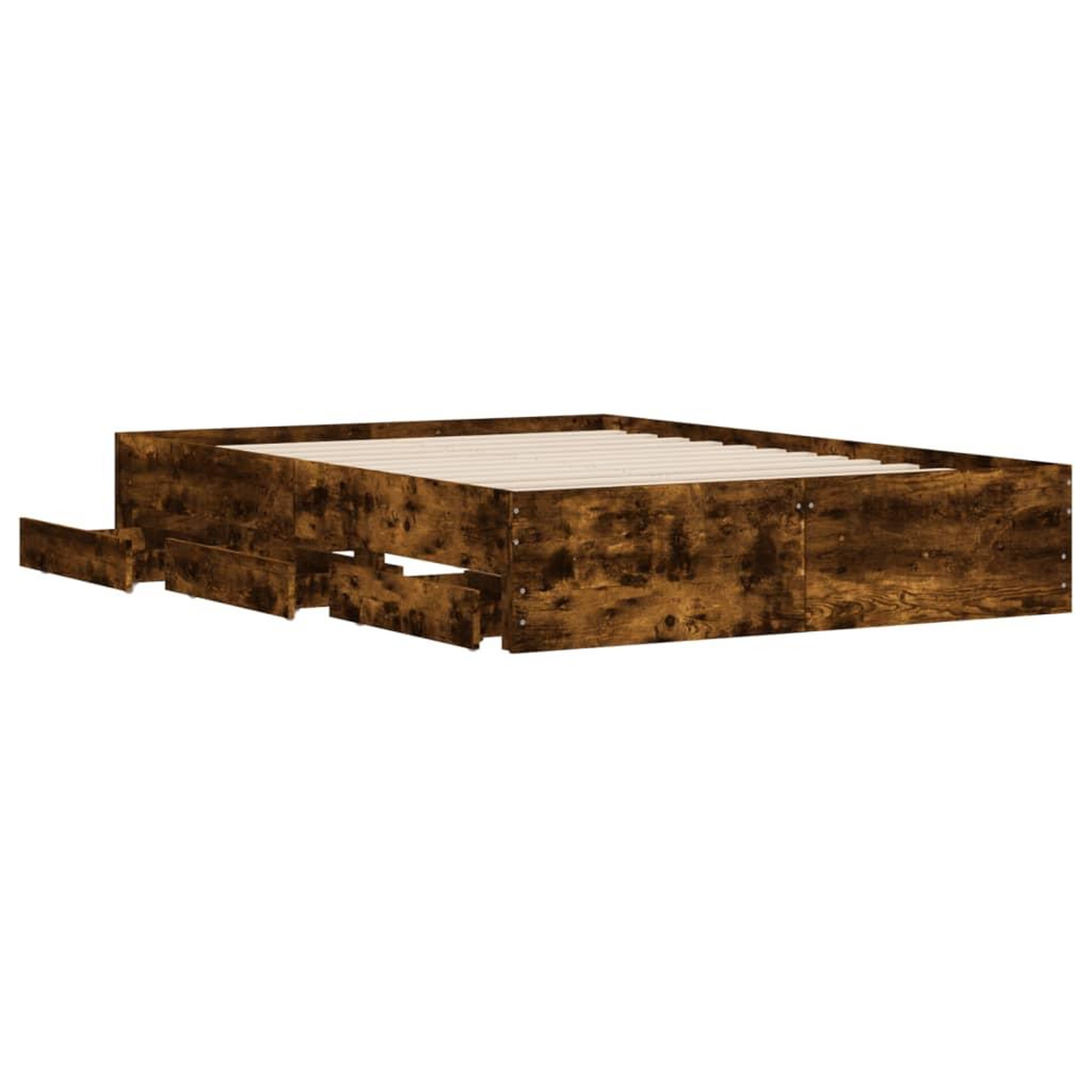 Voir la diapositive 5 : VIDAXL Cadre de lit avec tiroirs sans matelas chene fume 120x190 cm