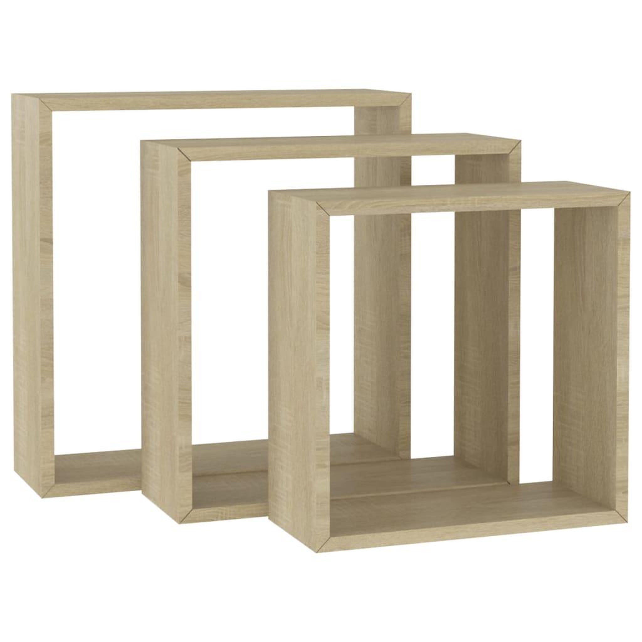 Voir la diapositive 2 : VIDAXL Etageres murales sous forme de cube 3 pcs Chene sonoma