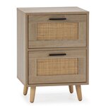 VS VENTA-STOCK Table de chevet Dalia 2 tiroirs couleur chêne, 40 x 34 x 57 cm