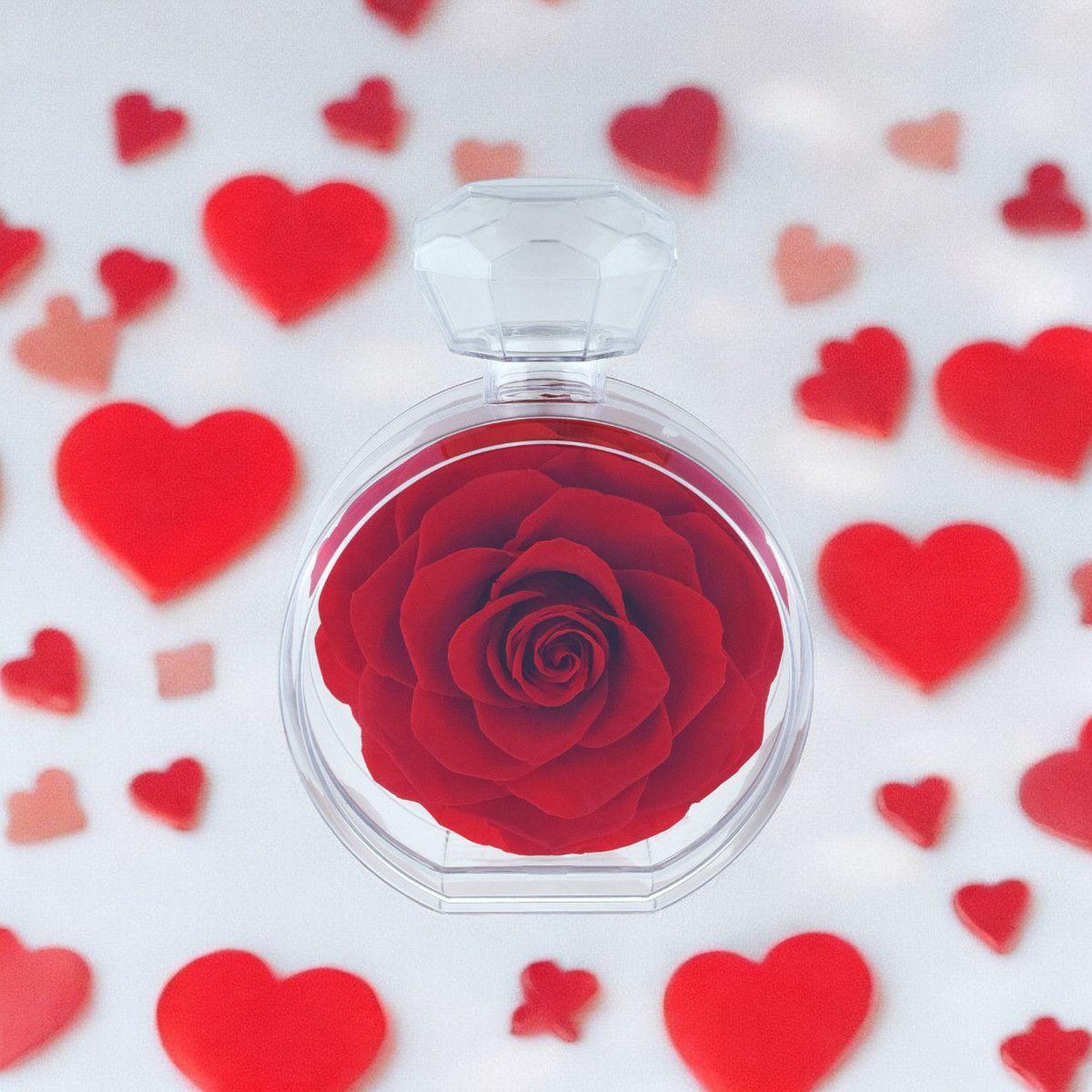 Voir la diapositive 2 : SC CRYSTAL Bouteille de parfum décoré d'une rose éternelle rouge