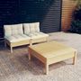 Voir la diapositive 1 : VIDAXL Salon de jardin 3 pcs avec coussins creme bois de pin