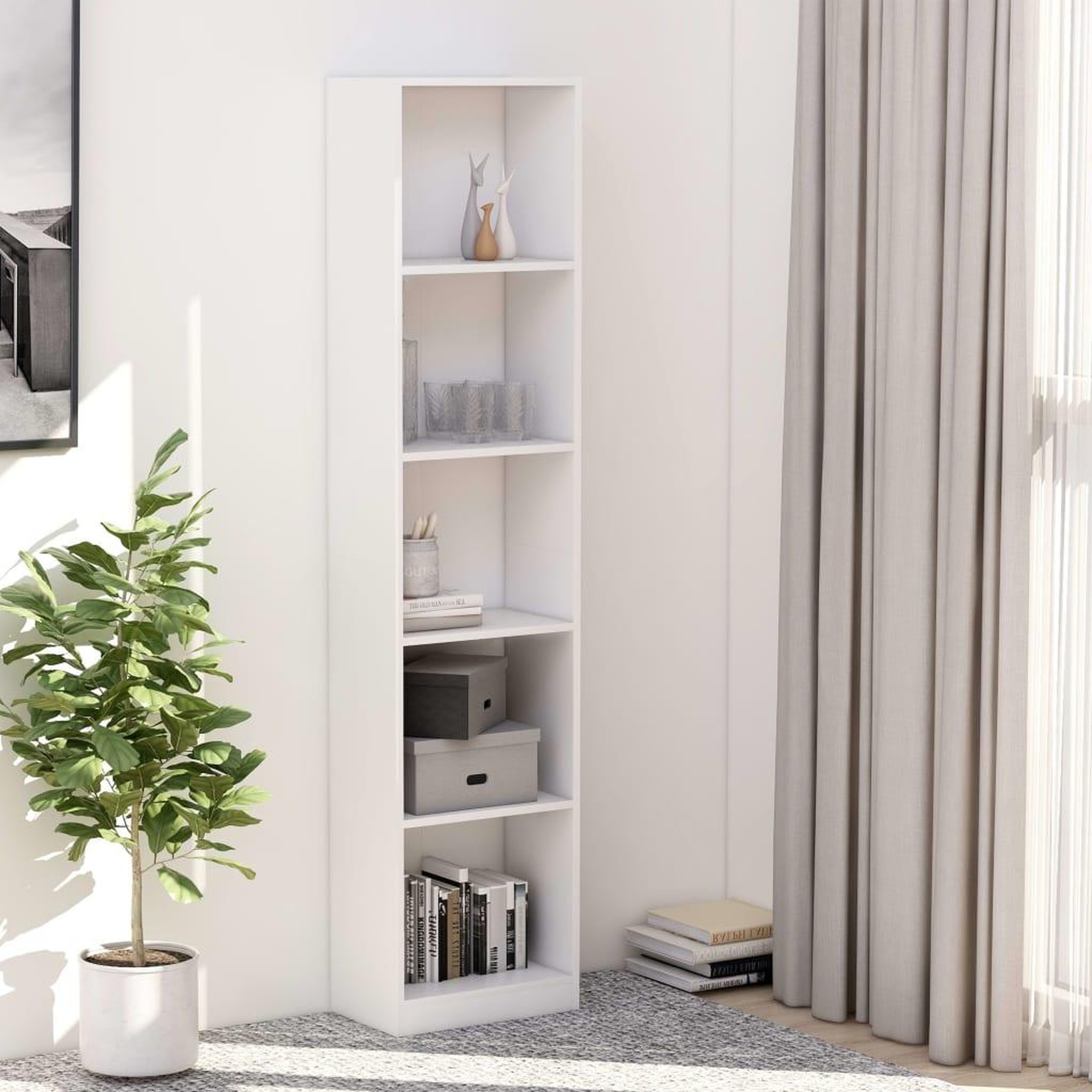 Voir la diapositive 1 : VIDAXL Bibliotheque a 5 niveaux Blanc 40x24x175 cm Bois d'ingenierie
