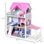 HOMCOM Maison de poupée en bois jeu d'imitation grand réalisme multi-équipements 3 niveaux escalier terrasses