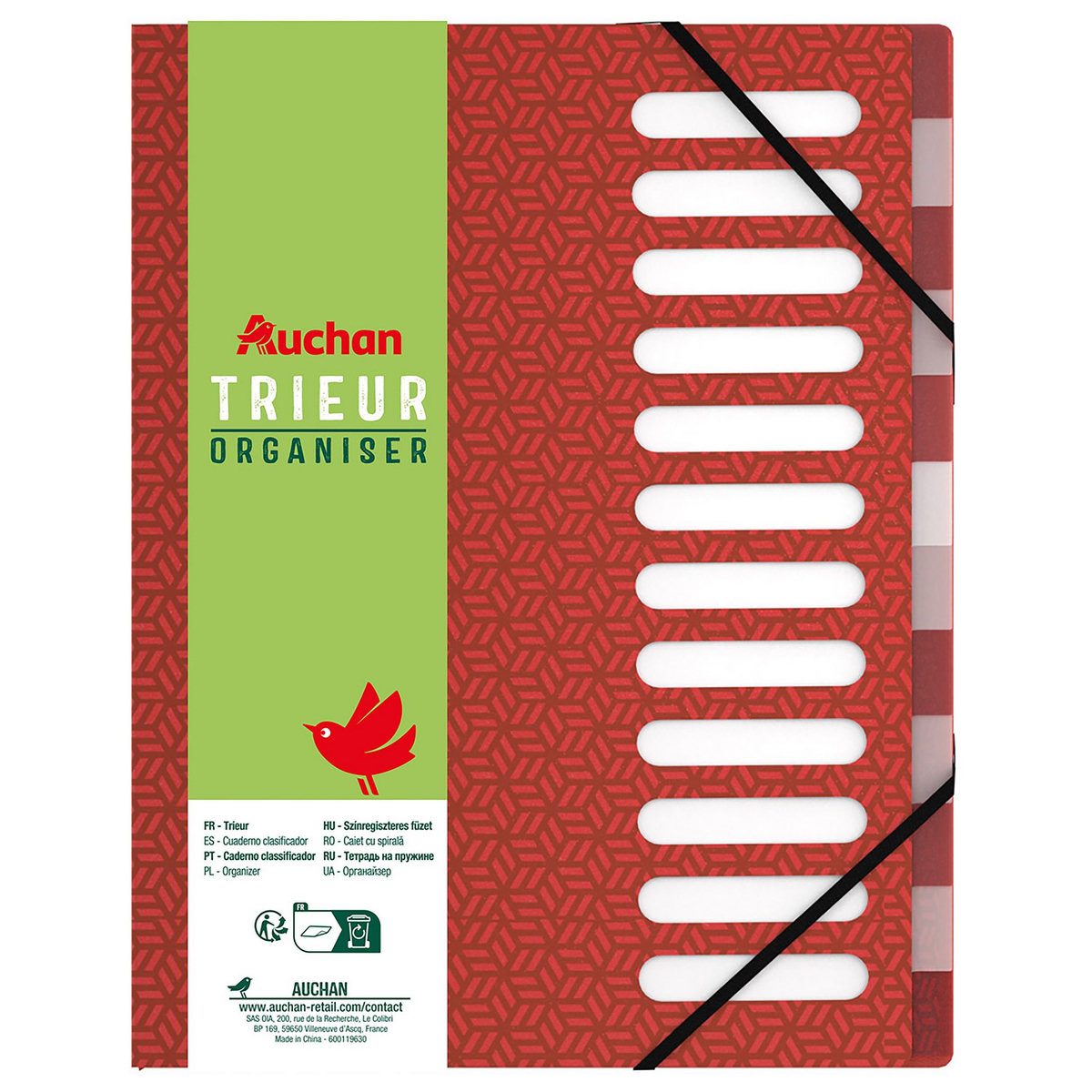 AUCHAN Trieur 12 positions Polypro coloris aléatoire