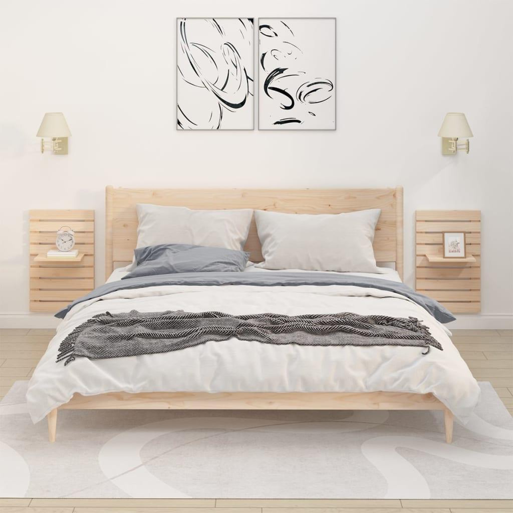 Voir la diapositive 1 : VIDAXL Etageres de chevet murales 2 pcs Bois de pin massif