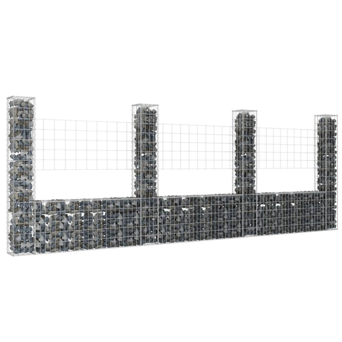 VIDAXL Panier de gabion en forme de U avec 4 poteaux Fer 380x20x150 cm