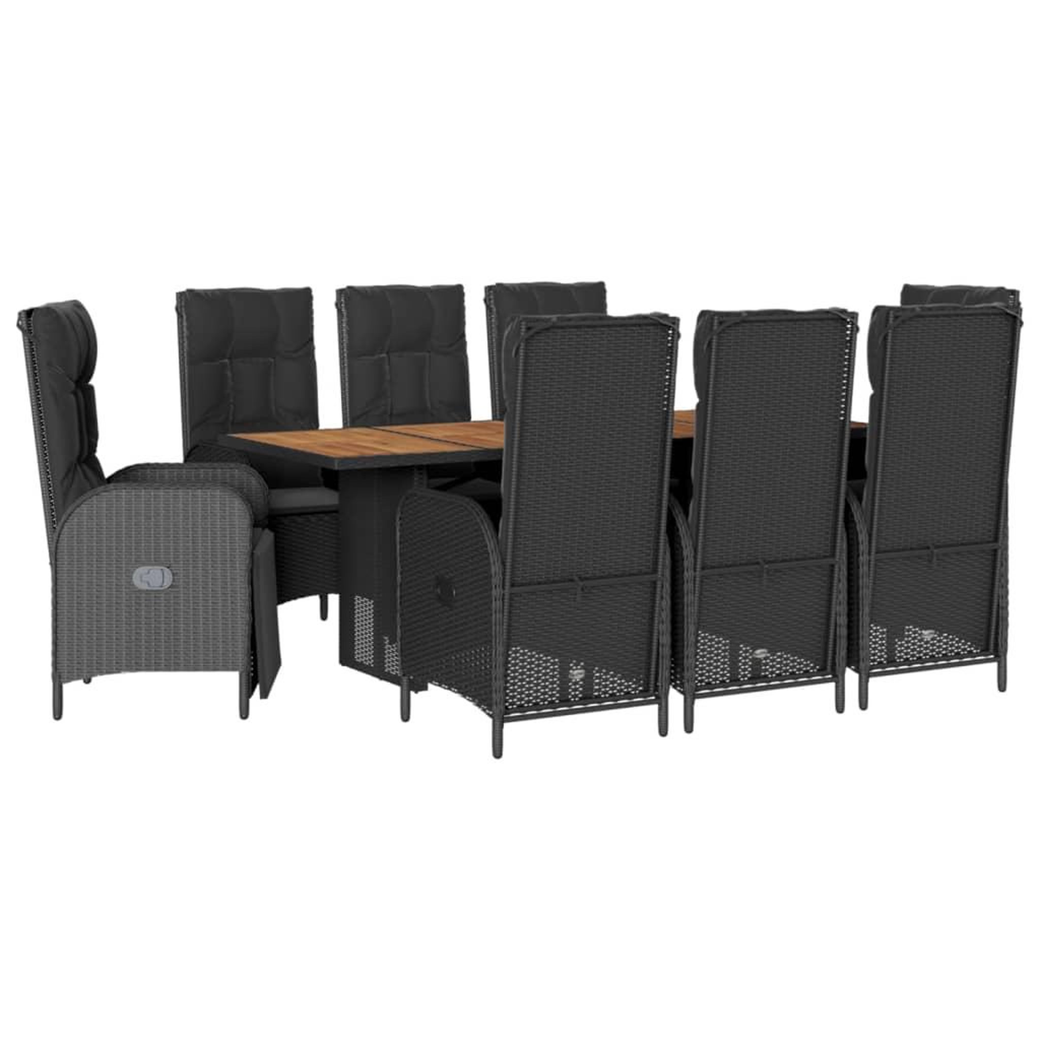 Voir la diapositive 2 : VIDAXL Ensemble a manger de jardin 9pcs coussins noir resine tressee