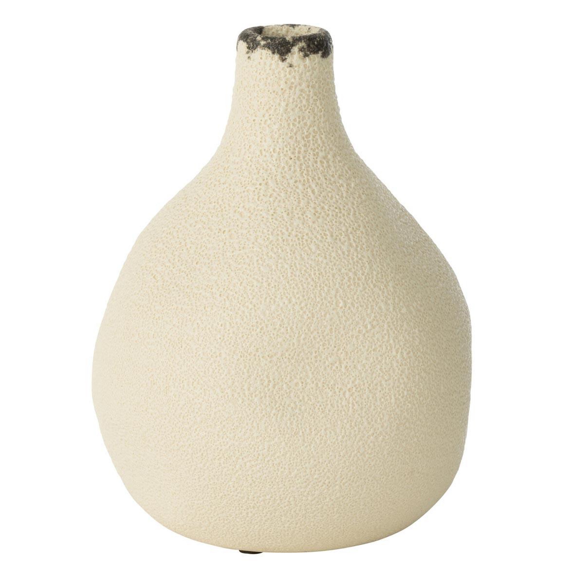 J-LINE Vase Poire en Grès  Bay  20cm Blanc