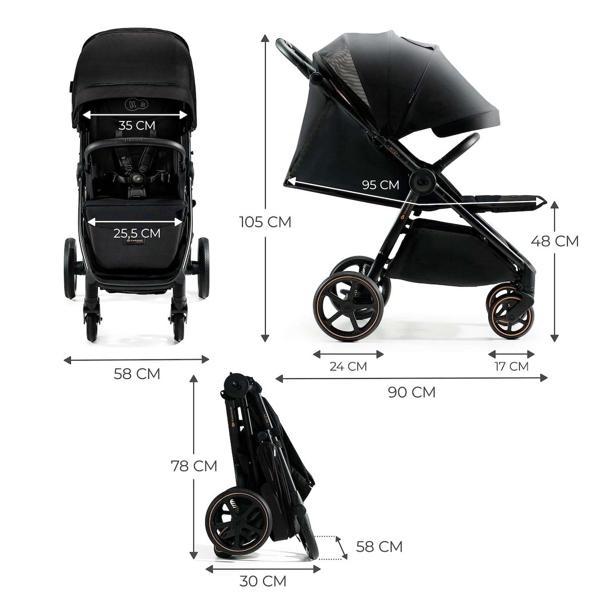 KINDERKRAFT Poussette compacte avec suspension et protection UPF50+ pour bébé