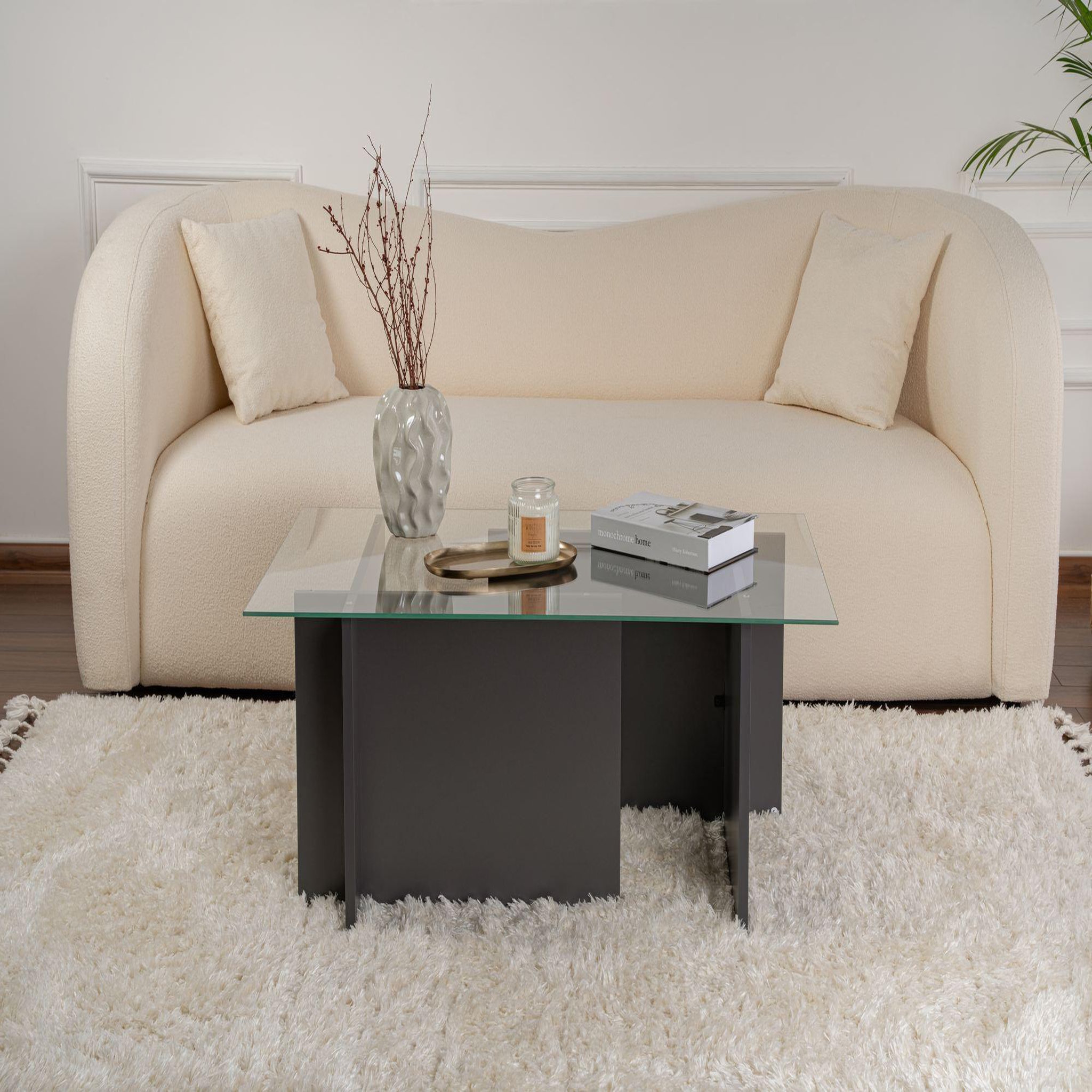 Voir la diapositive 4 : Habitat et Jardin Table basse en verre  vetrino  105 x 65 x 40 cm - anthracite