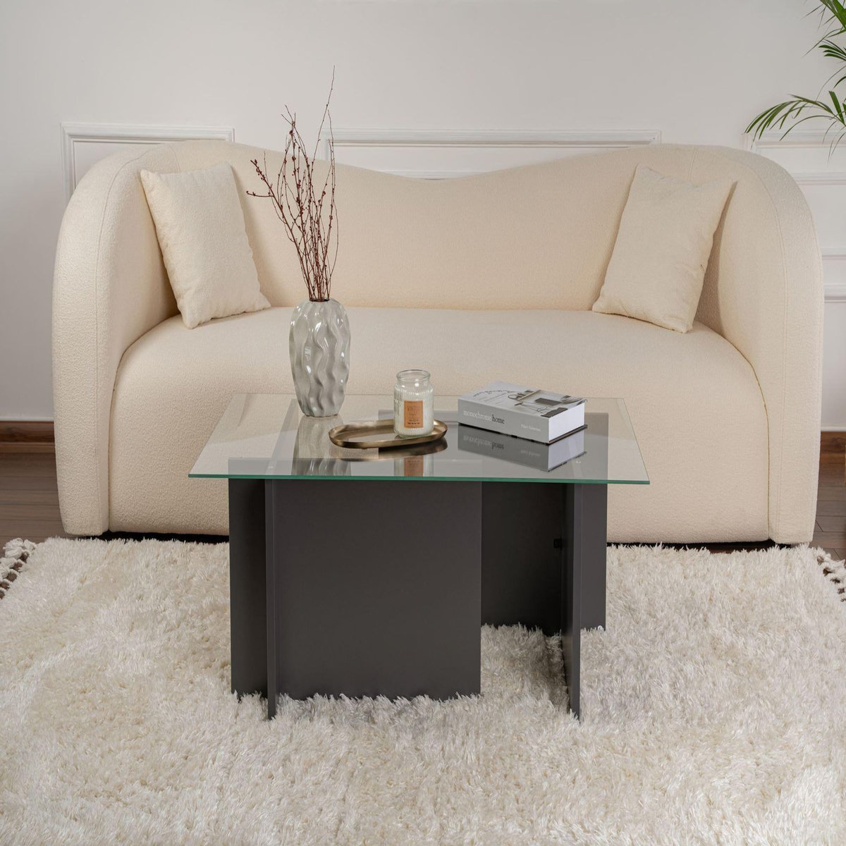 Habitat et Jardin Table basse en verre  Vetrino  105 x 65 x 40 cm - Anthracite