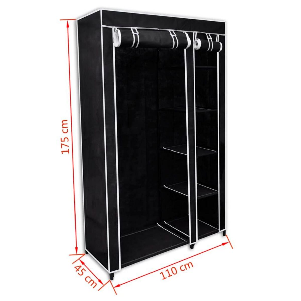 VIDAXL Garde-robe pliable Noir 110 x 45 x 175 cm
