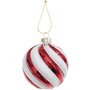 RICO DESIGN Boule de Noël en verre rouge et blanc Ø 8 cm