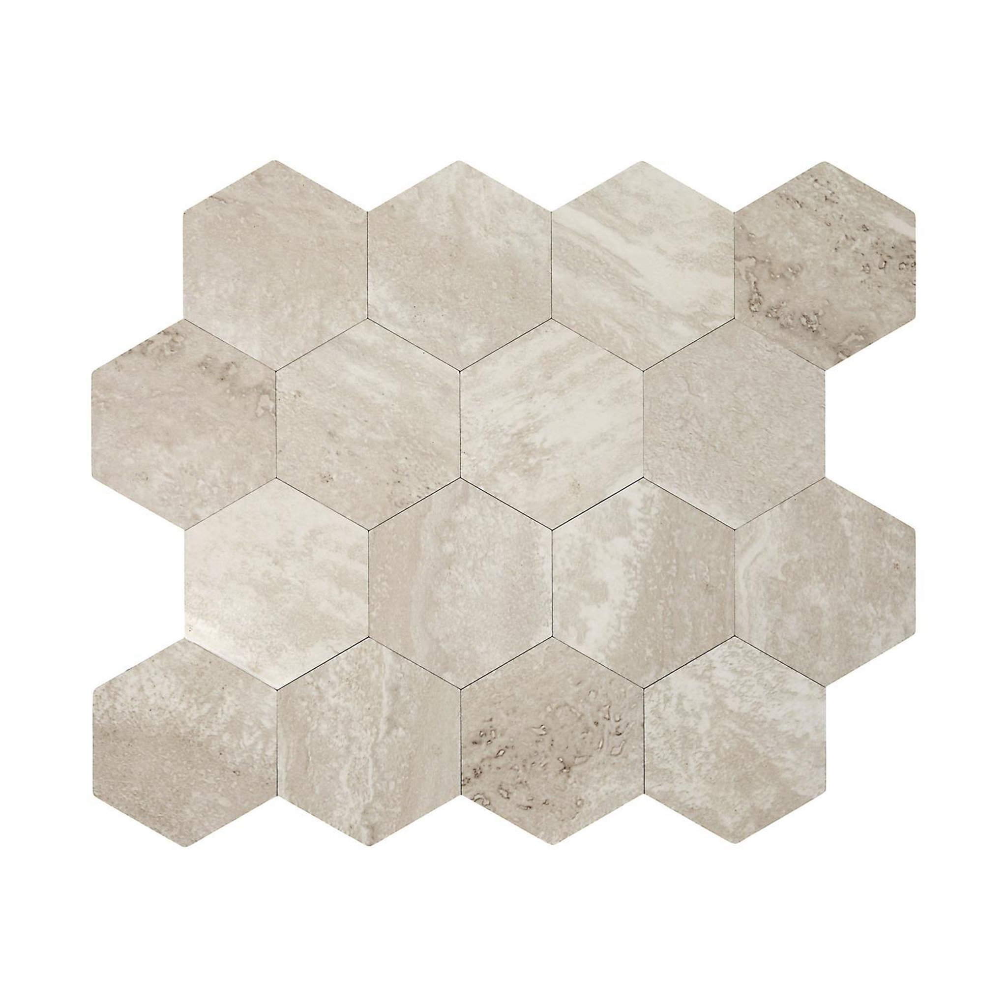 The Home Deco Factory Crédence adhésive hexagonale effet travertin - 32,6 x 27,4 cm - beige