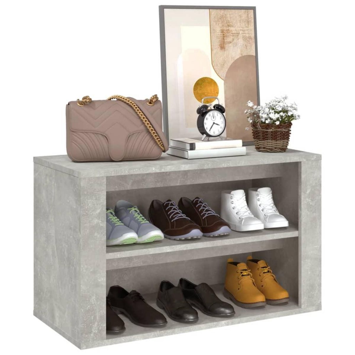 VIDAXL Etagere a chaussures Gris beton 75x35x45 cm Bois d'ingenierie
