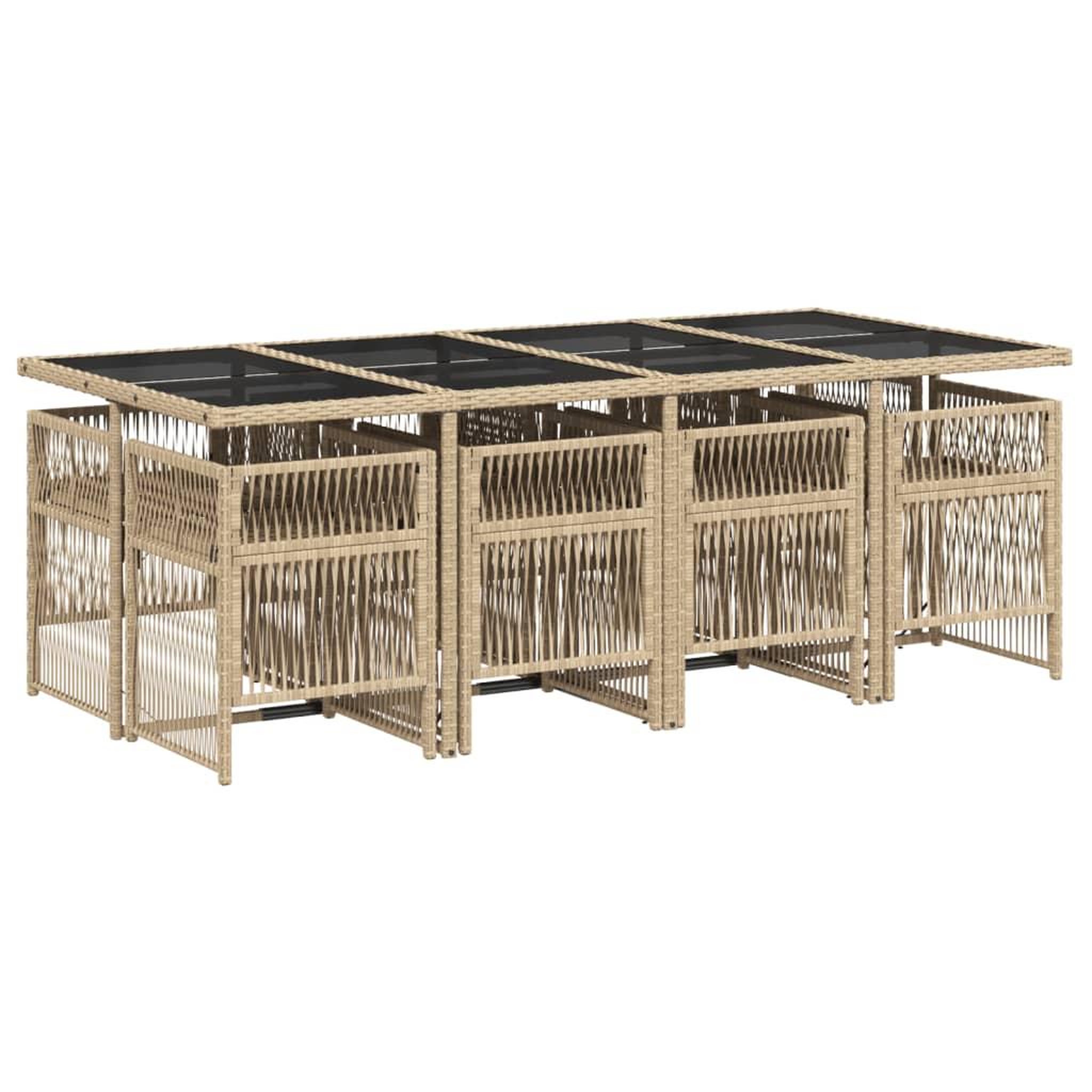 Voir la diapositive 3 : VIDAXL Ensemble a manger de jardin et coussins 9 pcs melange beige