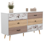 ID MARKET Commode 6 tiroirs BAHIA XXL 140 cm scandinave