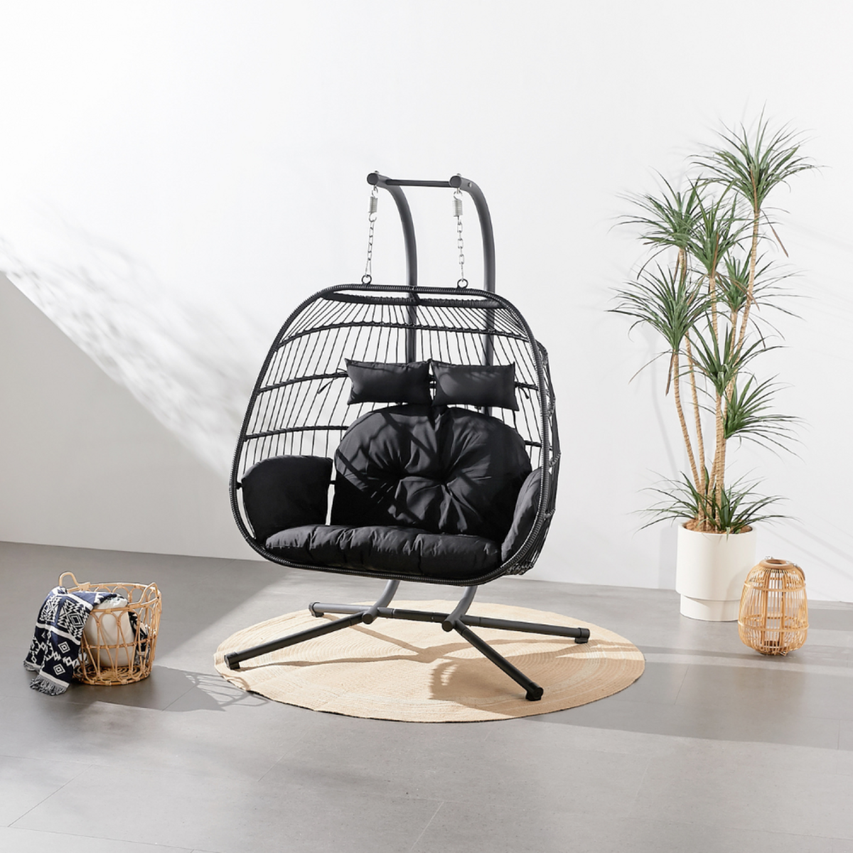 CONCEPT USINE Fauteuil suspendu 2 places noir FARO