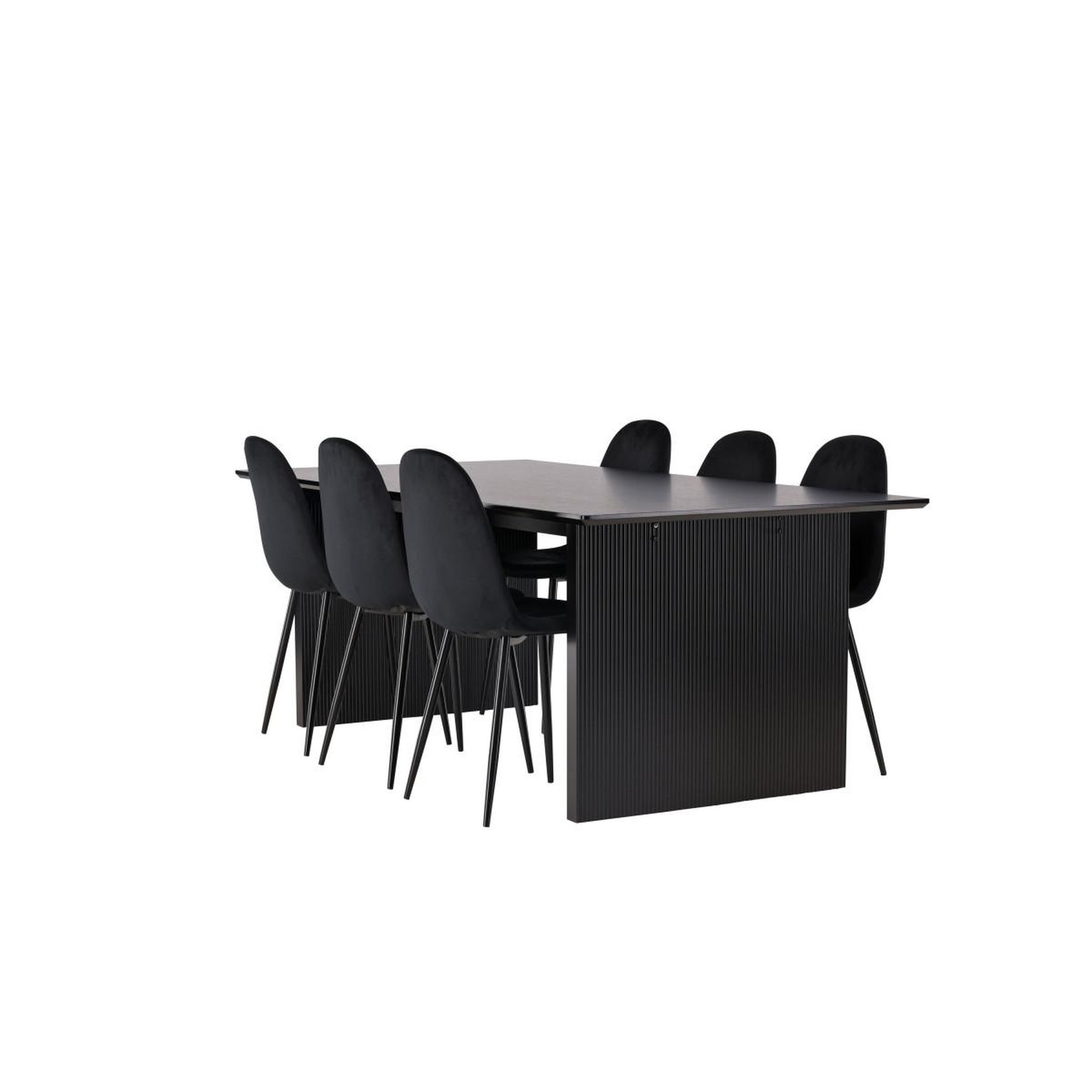 Voir la diapositive 3 : Paris Prix Ensemble table à manger & 6 chaises velours  vail & polar  200cm noir