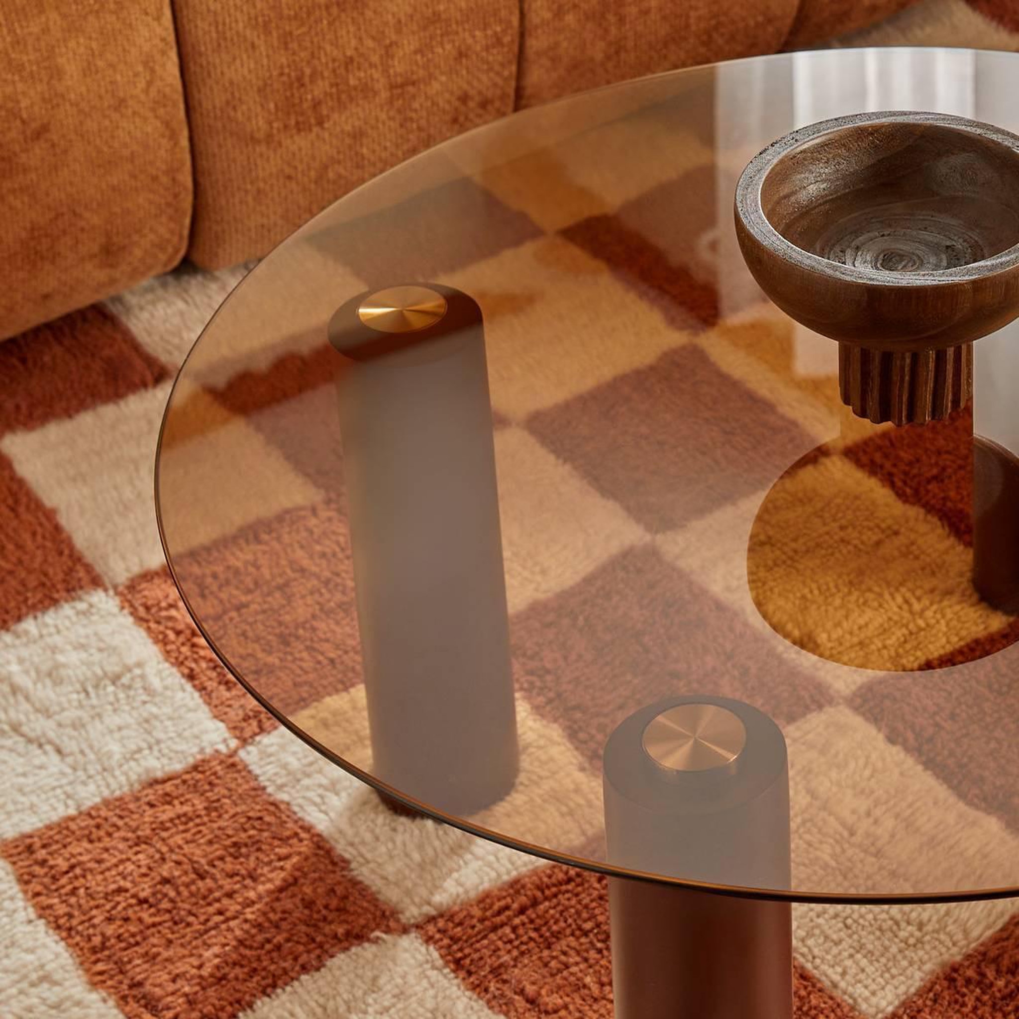 Voir la diapositive 6 : ATMOSPHERA Table basse en verre  ambra  80cm ambre