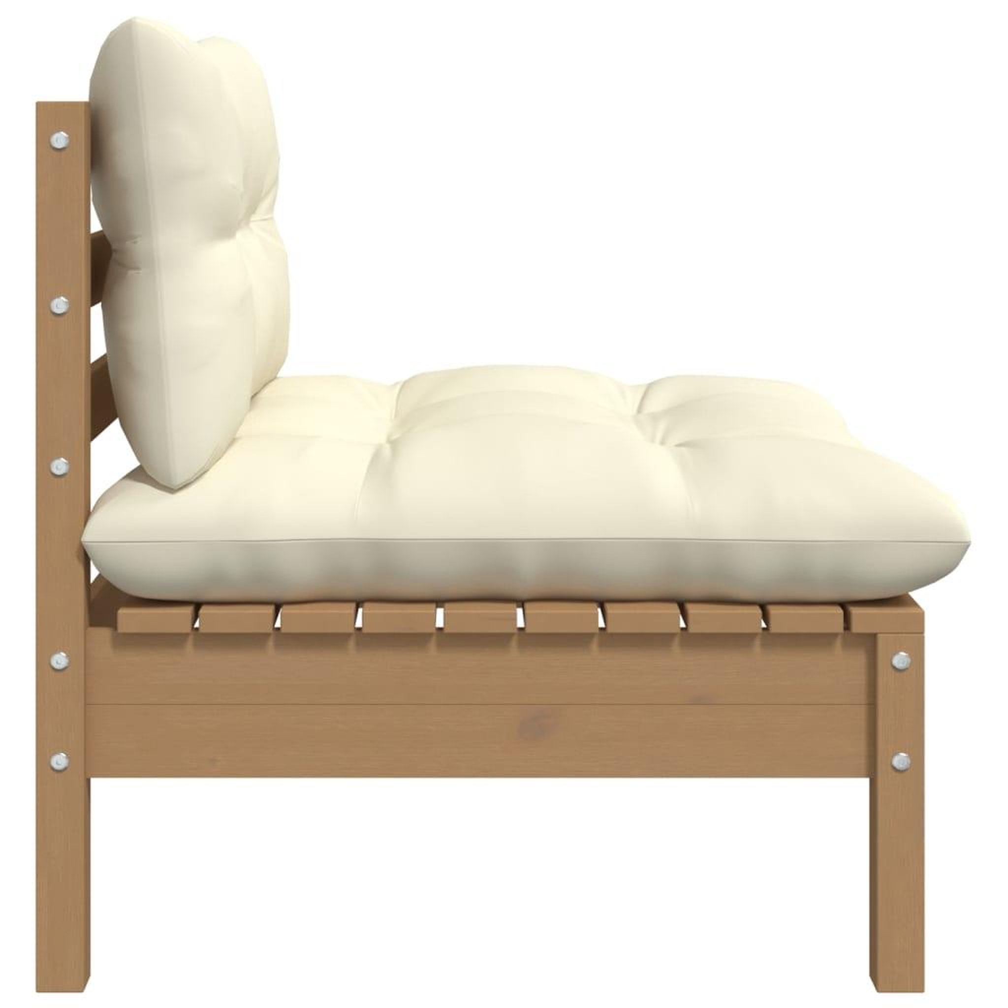 Voir la diapositive 3 : VIDAXL Canape central de jardin avec coussins Marron miel Bois de pin