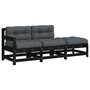 Voir la diapositive 2 : VIDAXL Salon de jardin 3 pcs avec coussins noir bois massif