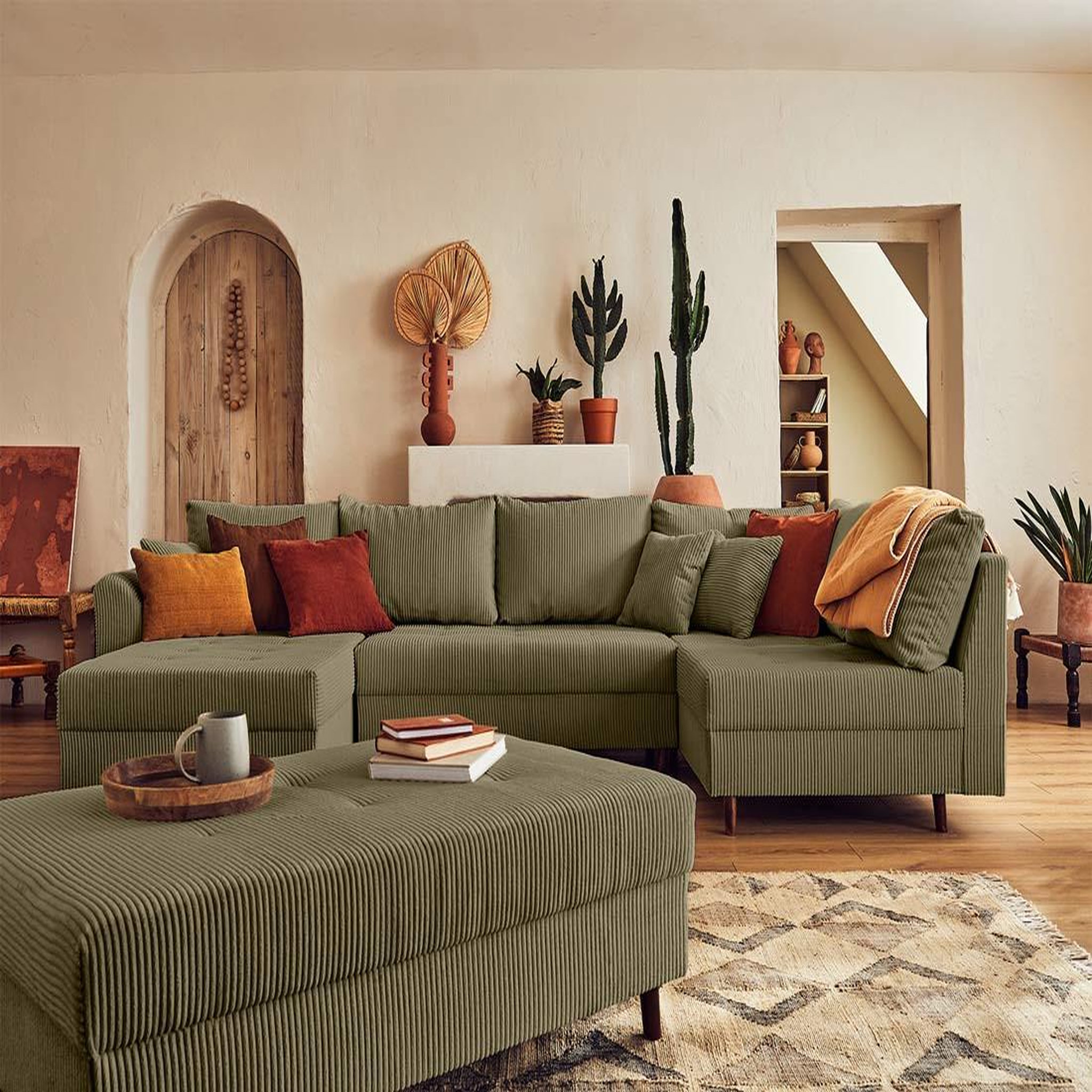 Voir la diapositive 3 : LISA DESIGN Rune - pouf modulable - en velours côtelé