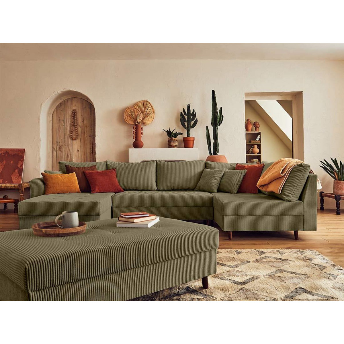 LISA DESIGN Rune - pouf modulable - en velours côtelé