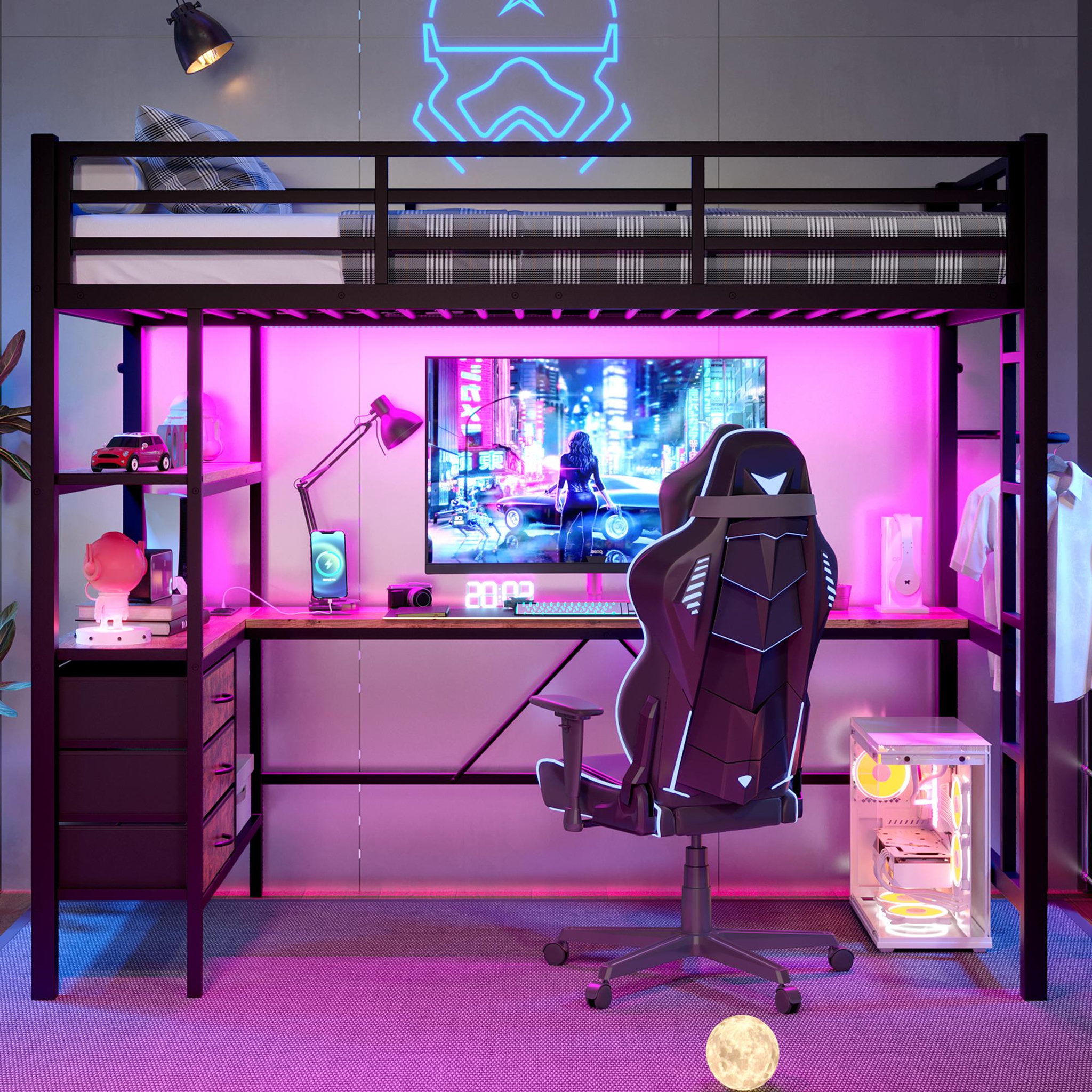 Voir la diapositive 4 : MERAX Lit mezzanine 90x200cm