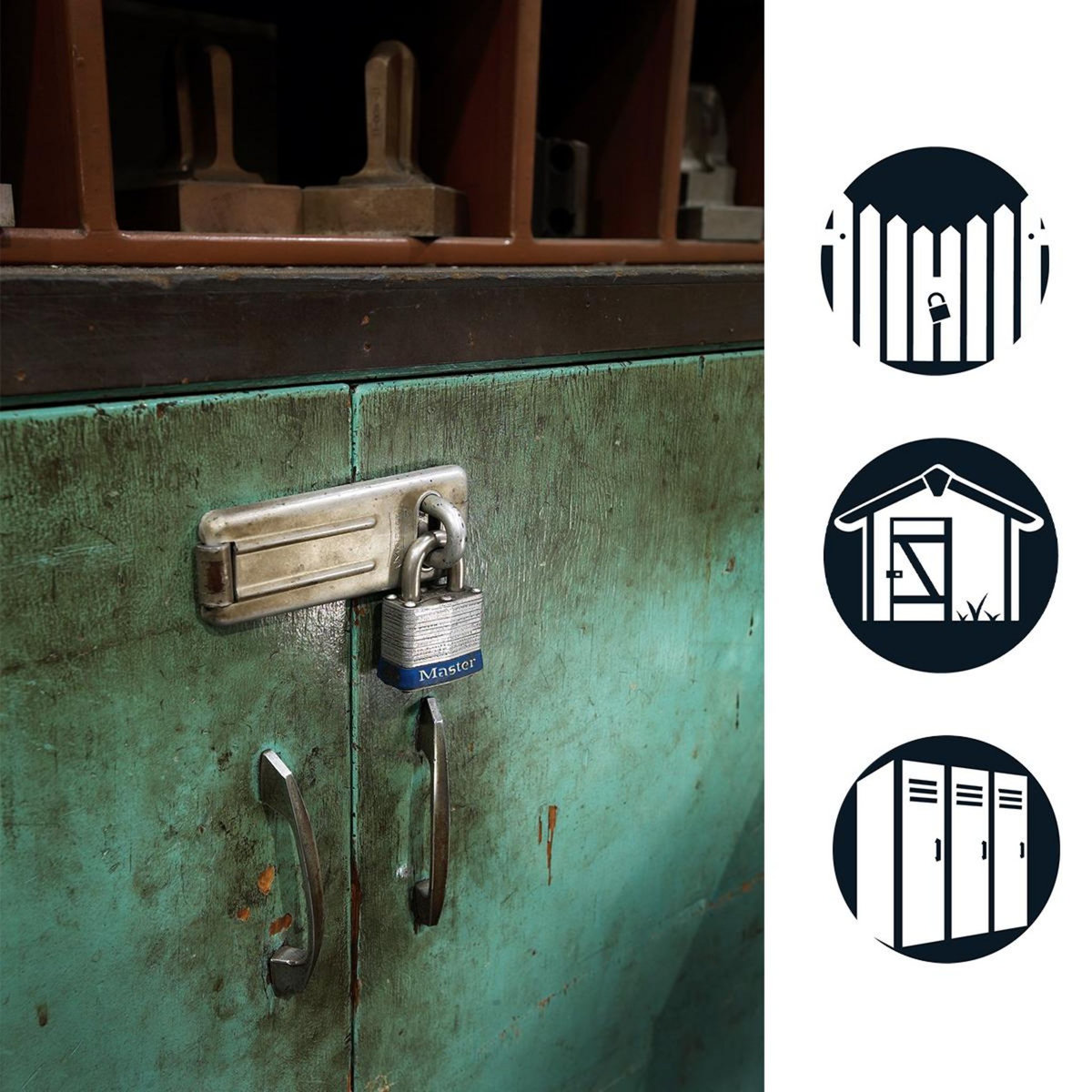 Master lock 3EURD Cadenas en Acier Laminé à Clé, Gris, 5,9 x 4 x 2,1 cm