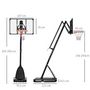 Voir la diapositive 3 : HOMCOM Panier de basket-ball sur pied avec base de lestage sur roulettes hauteur réglable 2,93-3,5 m acier PC noir