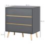 Voir la diapositive 3 : HOMCOM Commode 3 tiroirs design scandinave panneaux particules gris aspect bois clair