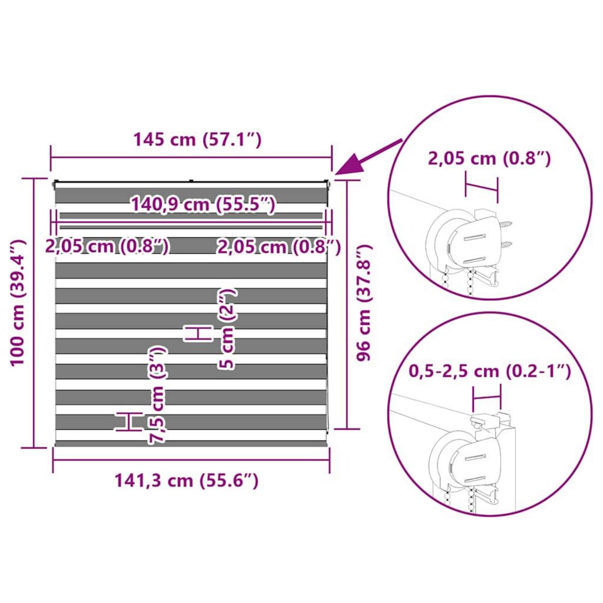 VIDAXL Store zebre beige marbre largeur du tissu 140,9 cm polyester